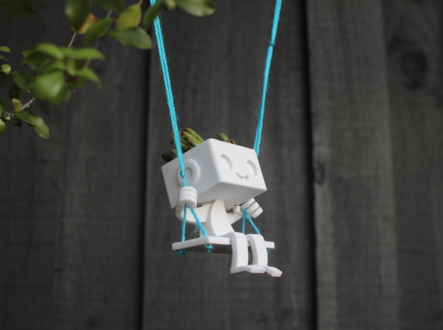 Hanging Planter Robbie the Robot Swing in Natural Sandstone