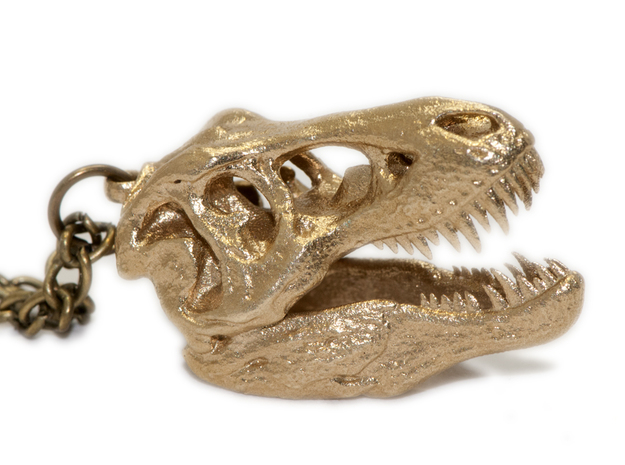 Tyrannosaurus Rex Skull 35mm in Natural Brass