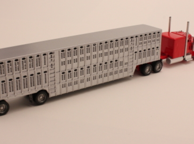 1:160 N Scale 53' Spread Axle Livestock x2 in Smooth Fine Detail Plastic