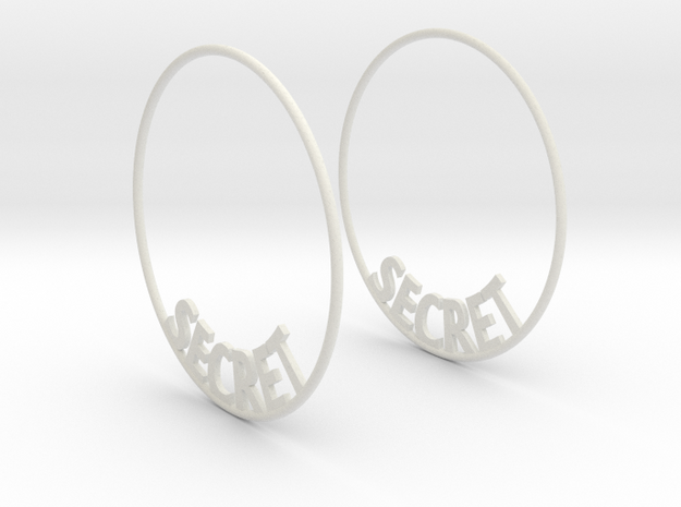 Custom Hoop Earrings - Secret 50mm in White Natural Versatile Plastic