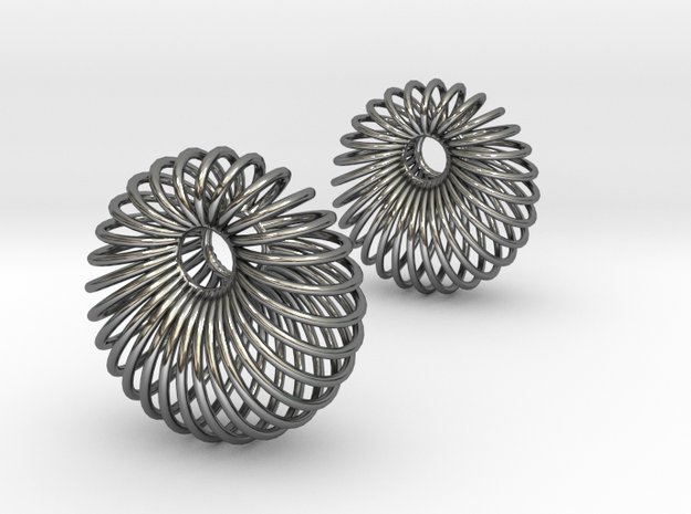 Wired Beauty 6 Hoop Earrings 30mm in Fine Detail Polished Silver