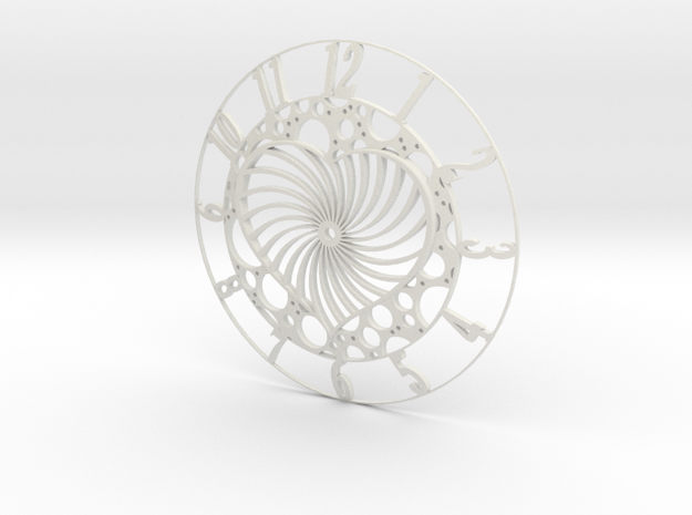 Bubble Heart Clock Face in White Natural Versatile Plastic