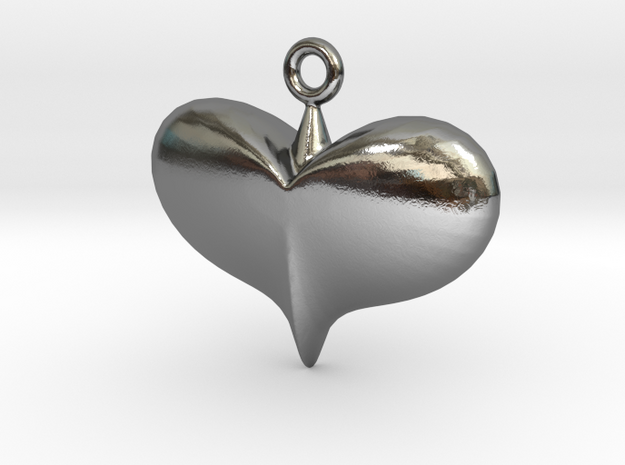 Lady Heart Pendant  in Polished Silver