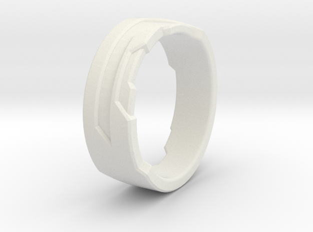Ring Size S in White Natural Versatile Plastic