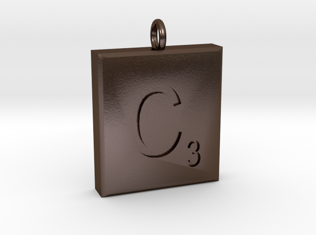 scrabble Charm or Pendant C blank  in Polished Bronze Steel