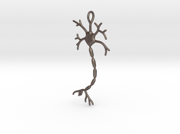 Neuron Pendant (2.2" high) in Polished Bronzed Silver Steel
