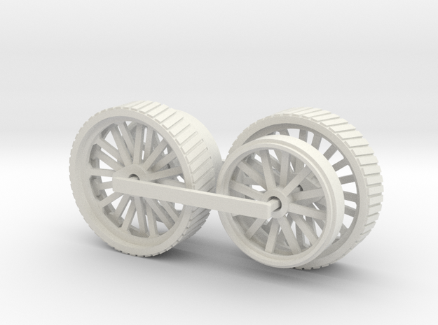 1005-1 Fowler Plough Engine Wheels 1:43.5 O Scale in White Natural Versatile Plastic