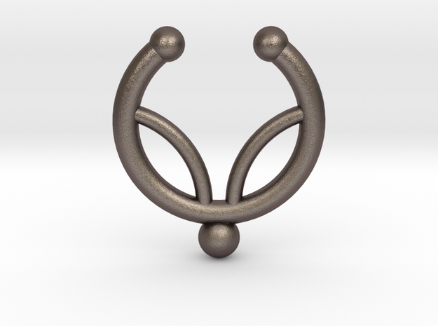 Faux septum ring - inner petal design in Polished Bronzed Silver Steel