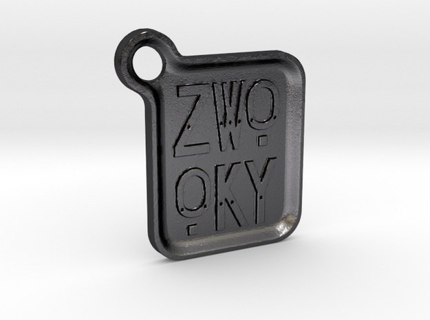 ZWOOKY Keyring LOGO 14 4cm 3mm rounded in Polished and Bronzed Black Steel