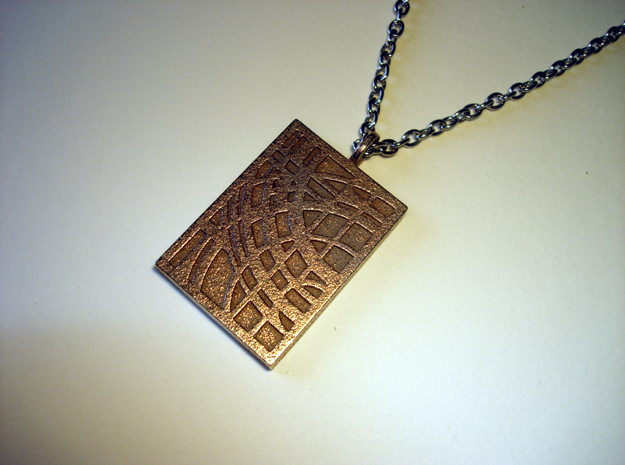 World Pendant in Polished Bronzed Silver Steel