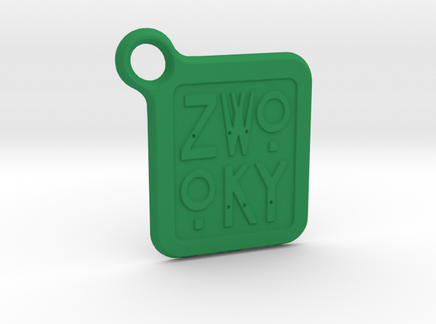 ZWOOKY Keyring LOGO 12 3cm 2mm rounded in Green Processed Versatile Plastic