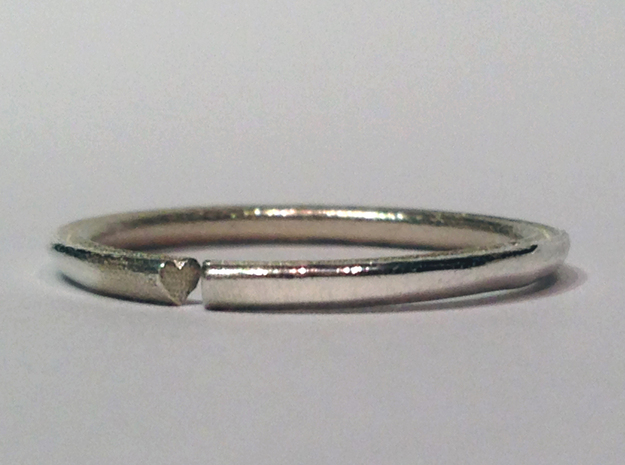 Secret Hidden Heart Ring (Size 9) in Polished Silver