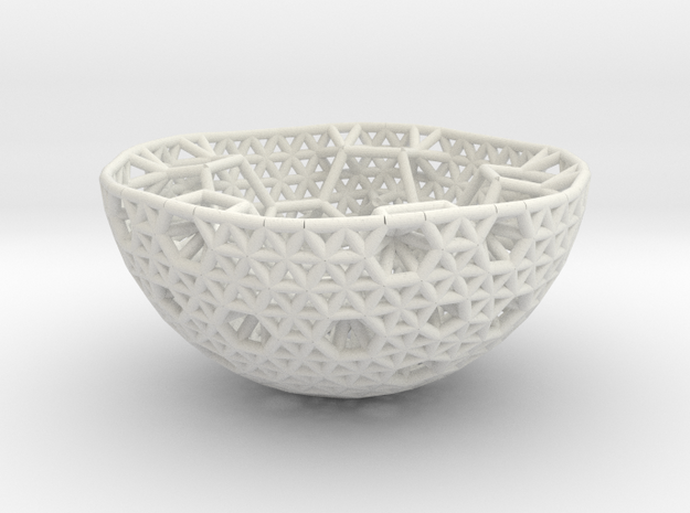 Cell Sphere 9 - Hex Pent Bowl in White Natural Versatile Plastic