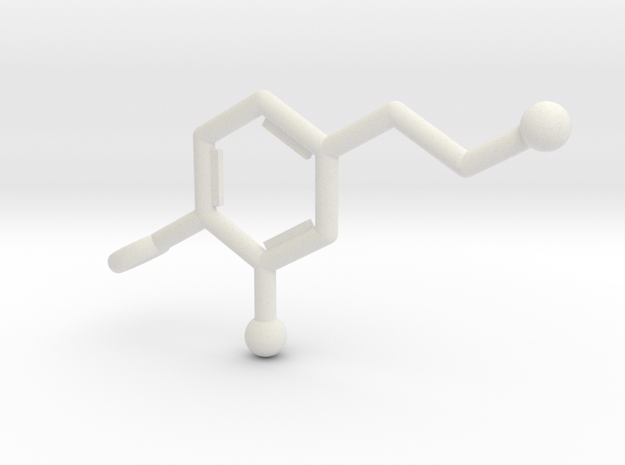 Dopamine Key chain 3D Printed Steel in White Natural Versatile Plastic