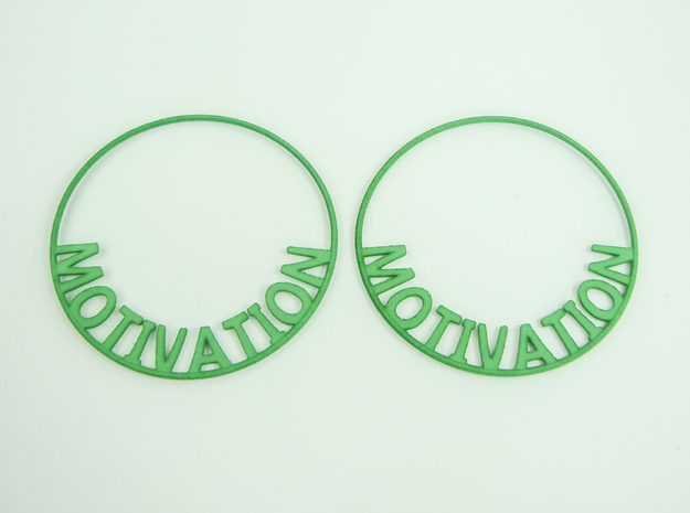 Custom Hoop Earrings - Motivation 60mm in Green Processed Versatile Plastic