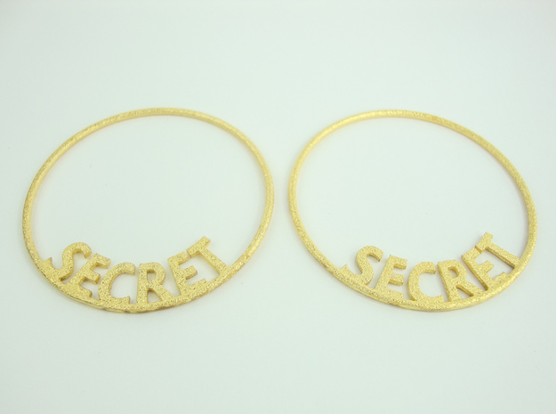 Custom Hoop Earrings - Secret 50mm in Polished Gold Steel