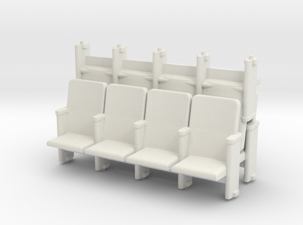 HO Scale 4 X 3 Theater Seats  in White Natural Versatile Plastic