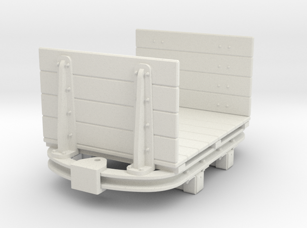 1:35 or Gn15 small skip based flat wagon high ends in White Natural Versatile Plastic