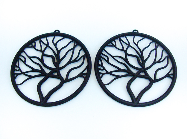 Tree Big Hoop Earrings 60mm in Black Natural Versatile Plastic