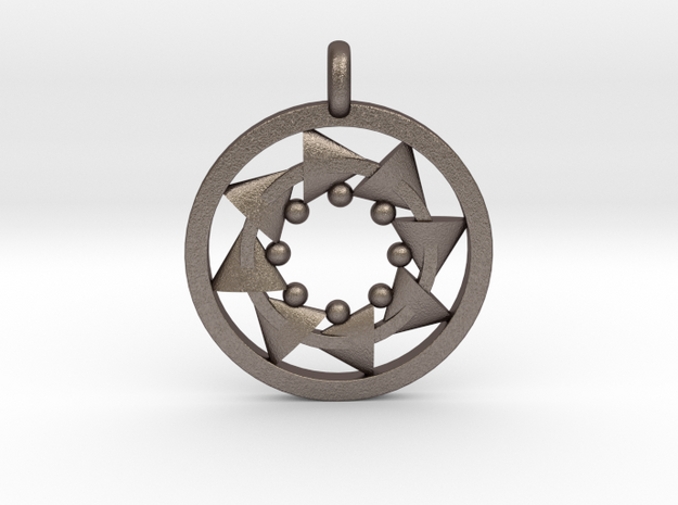 CIRCULAR Motion Designer Jewelry Pendant in Polished Bronzed Silver Steel