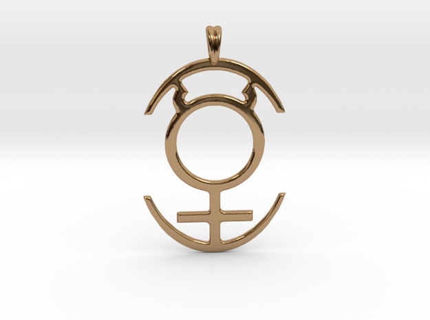 MERCURY PLANET Symbol Jewelry Pendant in Polished Brass
