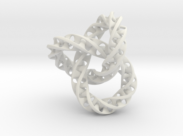 Fused  Interlocked Mobius Infinity Knot Smaller in White Natural Versatile Plastic