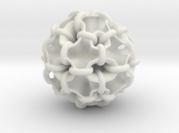 Hollow piped sphere with loops #3 in White Natural Versatile Plastic