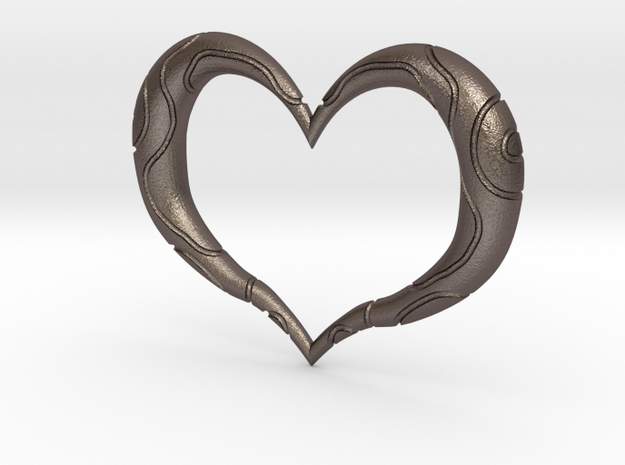 Twilight Princess Heart Container Outline in Polished Bronzed Silver Steel