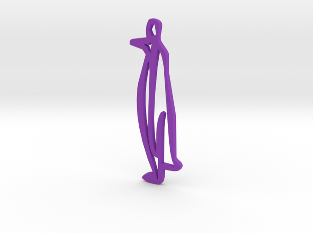 Happy Penguin Pendant in Purple Processed Versatile Plastic