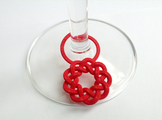 Wine Glass Tag - Braid in Red Processed Versatile Plastic