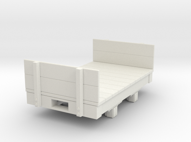 Gn15 small 5ft flat wagon with ends  in White Natural Versatile Plastic