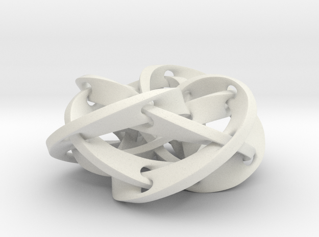 Knotted Torus Woven Together Smaller in White Natural Versatile Plastic