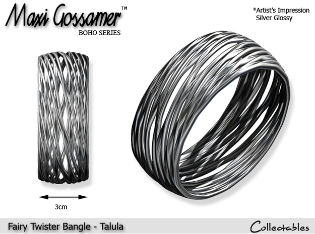 Fairy Twister Bangle - Talula  in Polished Silver