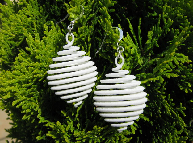Spiral 5 Earrings in White Natural Versatile Plastic