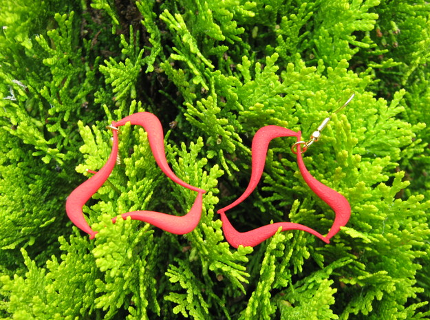 Three-Seal Earrings in Red Processed Versatile Plastic