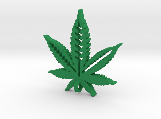 Marijuana Pendant in Green Processed Versatile Plastic