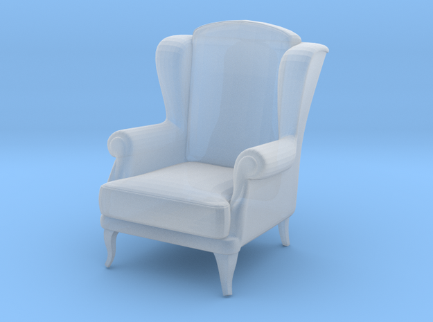 Miniature 1:48 Wingback Chair in Smooth Fine Detail Plastic