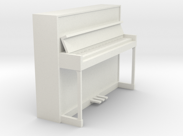 Miniature 1:24 Upright Piano in White Natural Versatile Plastic
