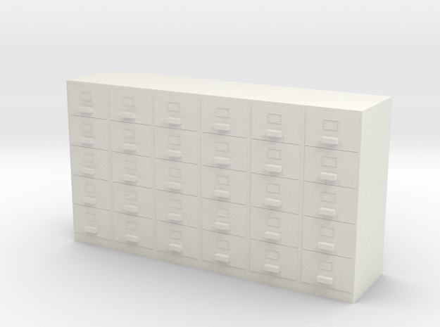 Miniature 1:48 Filing Cabinet in White Natural Versatile Plastic