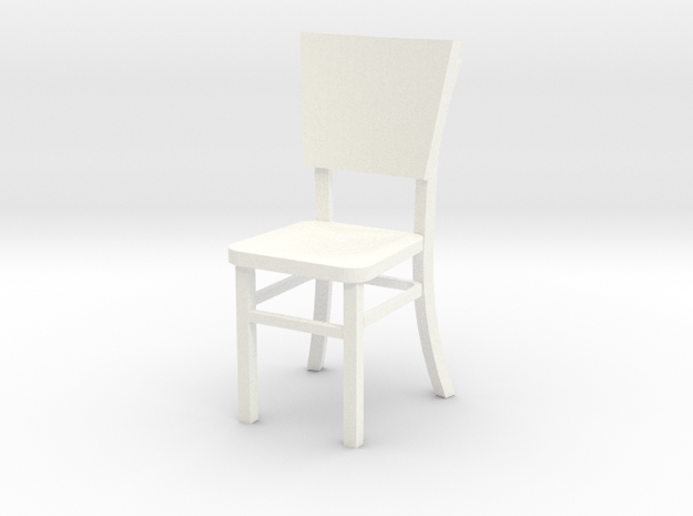 Miniature 1:24 Cafe Chair in White Processed Versatile Plastic