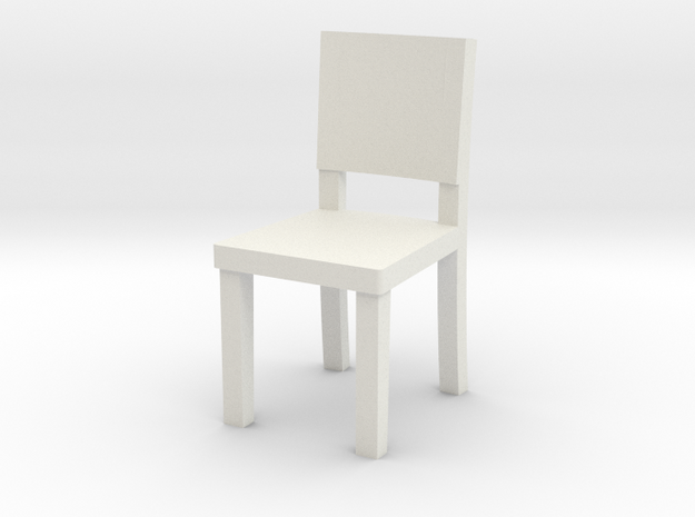 Miniature 1:48 Simple Chair in White Natural Versatile Plastic