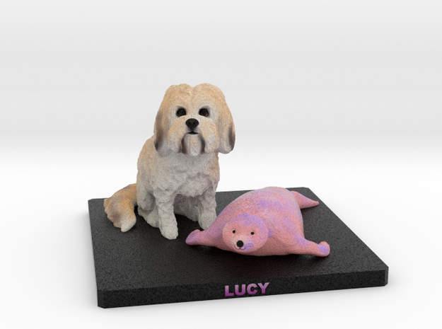Custom Dog Figurine - Lucy (with Toy) in Full Color Sandstone