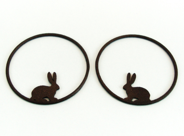 Bunny Hoop Earrings 40mm in Matte Black Steel