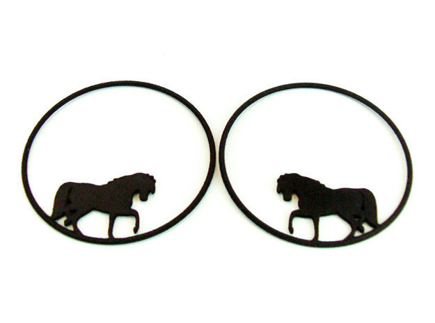 Horse Hoop Earrings 50mm in Black Natural Versatile Plastic