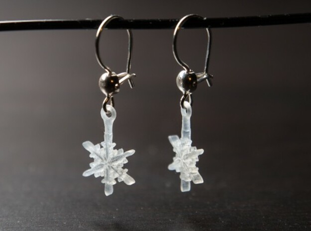 Snowflake Earrings in Tan Fine Detail Plastic