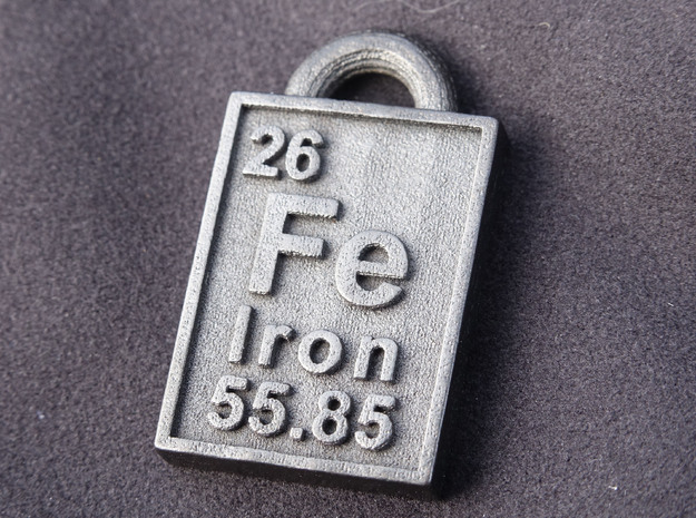Iron Periodic Table Pendant in Polished and Bronzed Black Steel