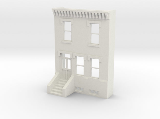 HO SCALE ROW HOME FRONT 2S  in White Natural Versatile Plastic