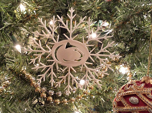 Nittany Lion Snowflake Ornament in White Natural Versatile Plastic