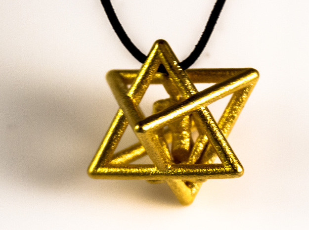 Merkaba Meditation Pendant in Polished Gold Steel