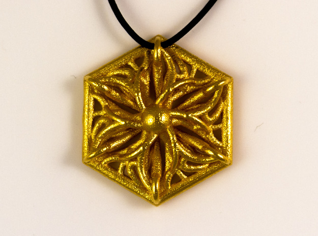 Hexagon Pendant in Polished Gold Steel